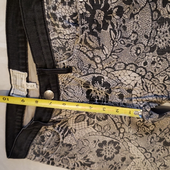 CURRENT ELLIOTT New Jeans Ankle Skinny Light Grey Black Lace Floral Women's HPπ - Picture 15 of 17